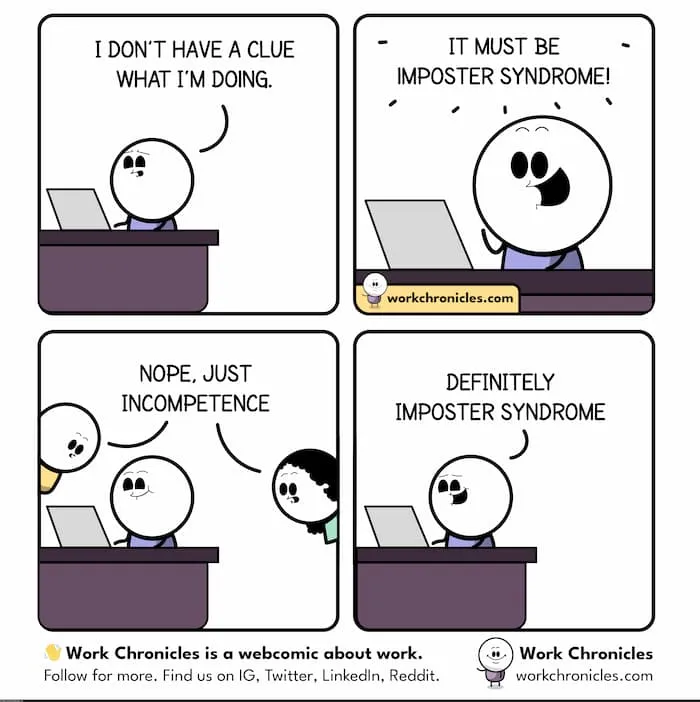 Web dev imposter syndrome funny illustration